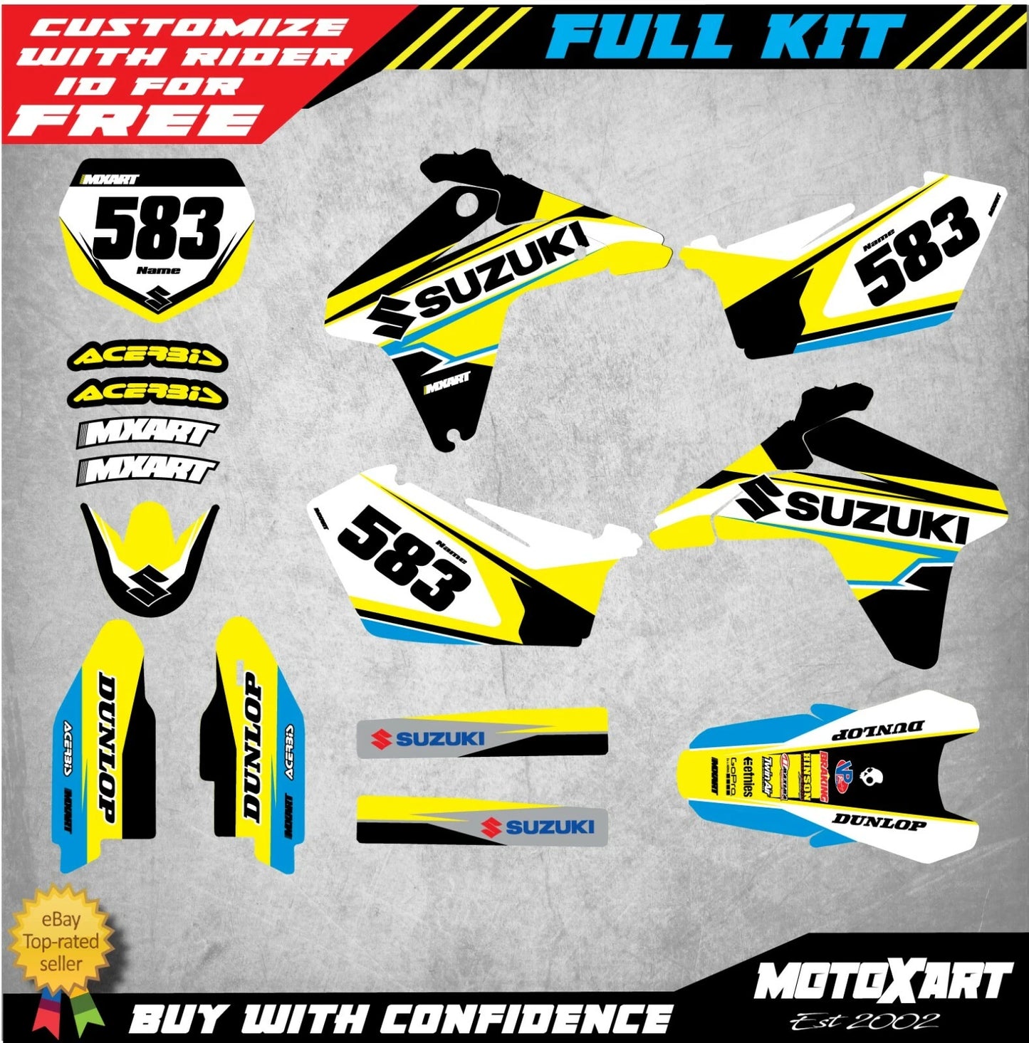 Custom Graphics Full Kit for Suzuki RMZ 450 (2005-2006)