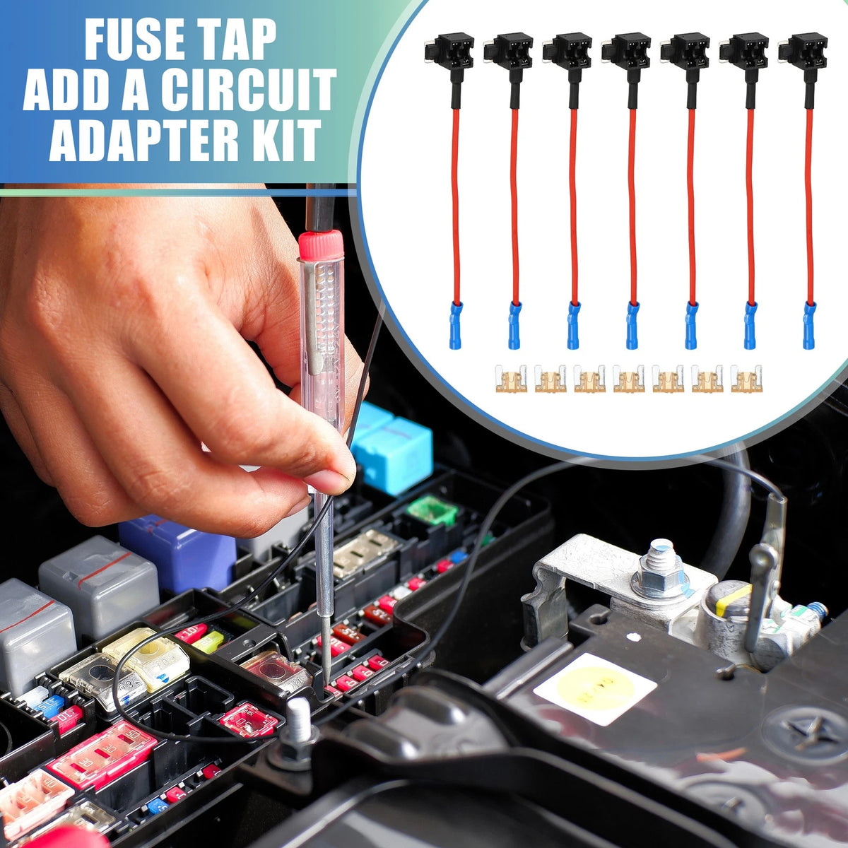 7pcs Car Fuse Tap Kit 12V with 7.5A Low Profile Mini APS Fuses