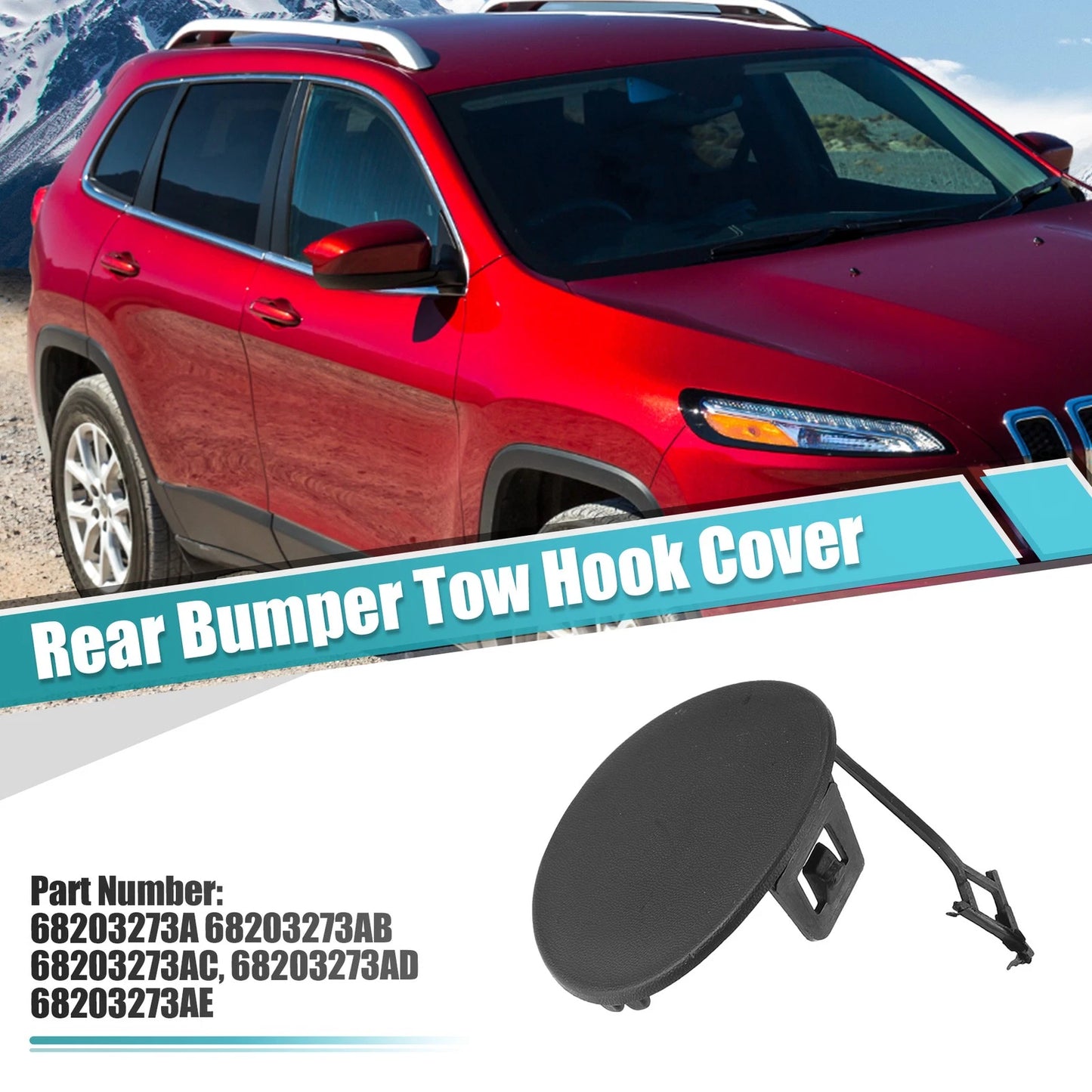 Rear Bumper Tow Hook Cover for Jeep Cherokee (2014-2018)
