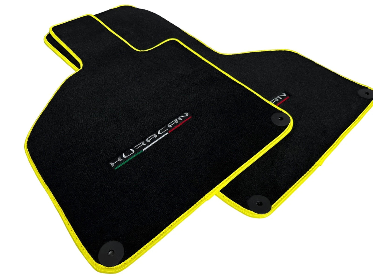 Floor Mats for Lamborghini Huracan Coupe Yellow Black Tailored Carpet (2014-2023)
