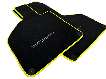Floor Mats for Lamborghini Huracan Coupe Yellow Black Tailored Carpet (2014-2023)