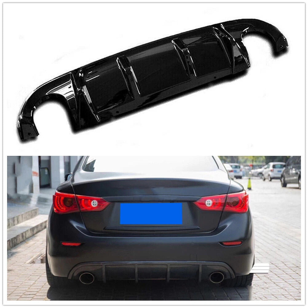 Rear Lower Bumper Diffuser Lip for Infiniti Q50 (2014-2017) Glossy Black