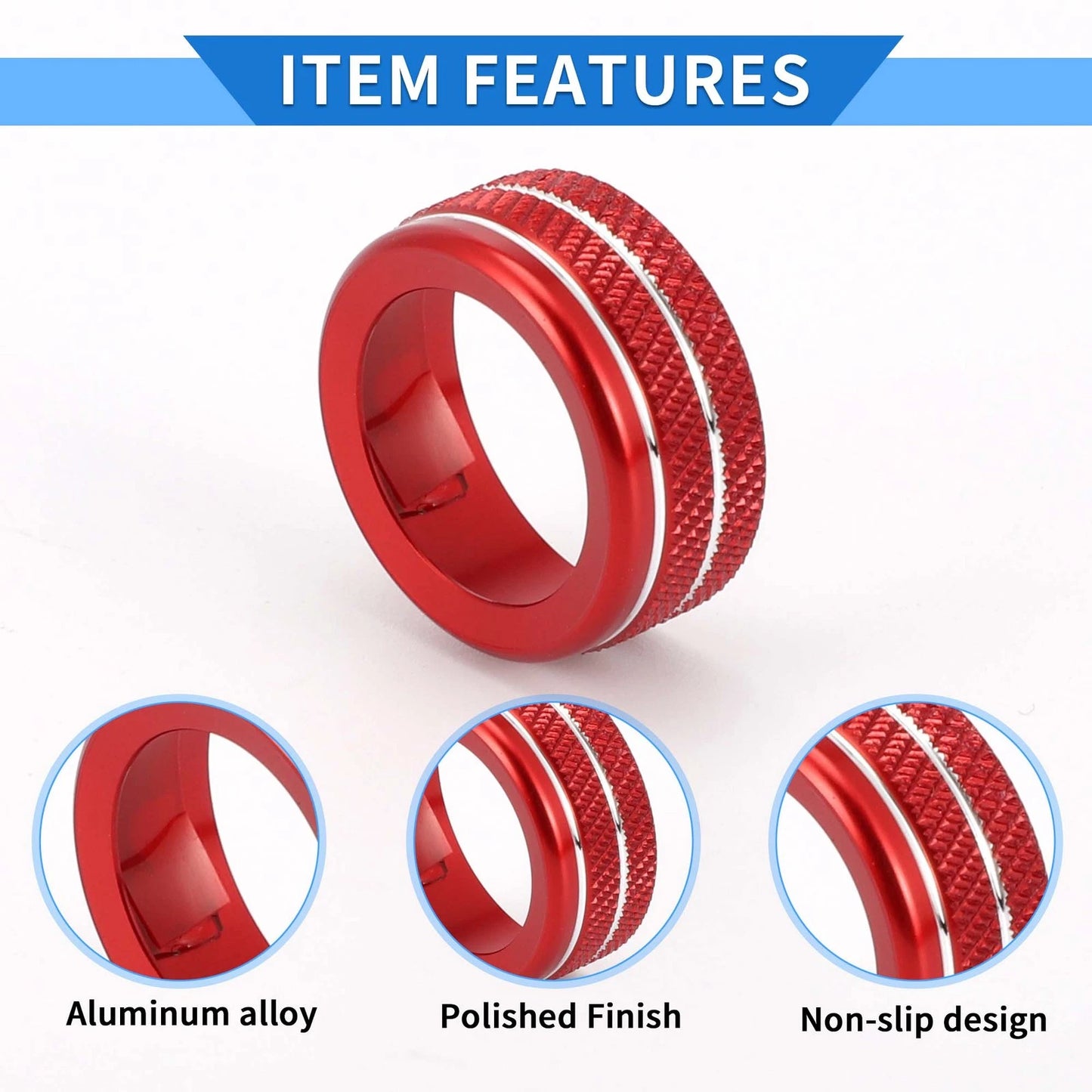 Red Audio Radio Tune Switch Knob Cover Ring for Toyota Tacoma (2020-2022)