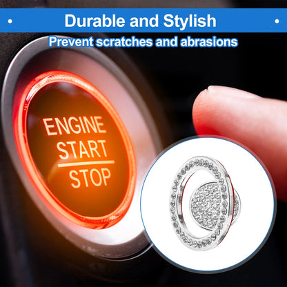 Push Start Button Cover 4cm for Land Rover Silver Tone