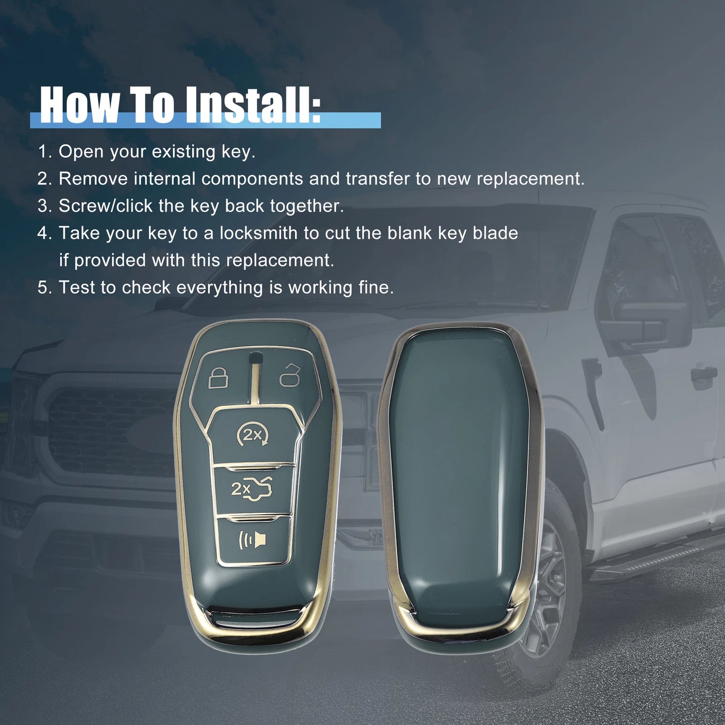 TPU Remote Key Fob Case Cover for Ford Fusion F150 (2013-2020) - Blue
