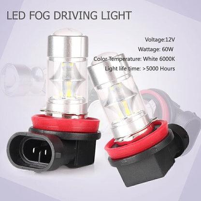 H11 60W White Super Bright LED Fog Headlight Bulbs for Car