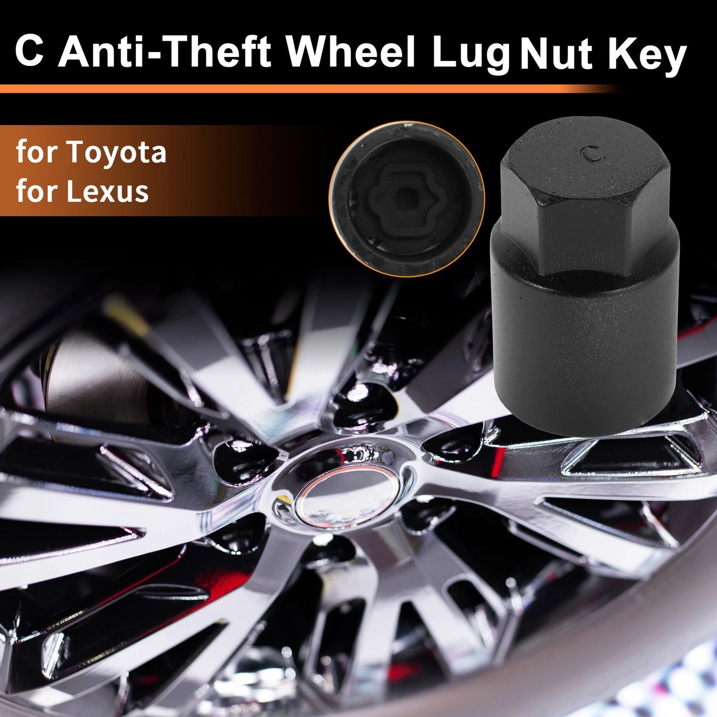 Wheel Lock Lug Nut Key Socket Tool for Toyota Lexus (Fits Various Models)