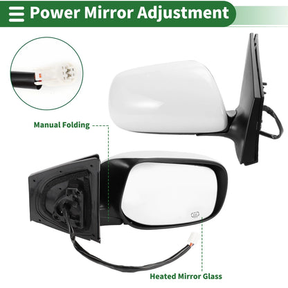Right Side Door Mirror for Toyota Corolla (2009-2013) Manual Folding White
