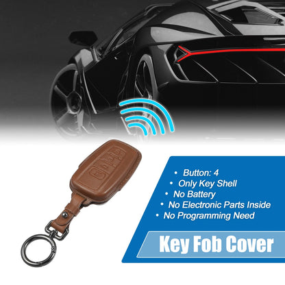 Car Key Fob Cover with Keychain Faux Leather for Toyota RAV4 Highlander (2019-2023)