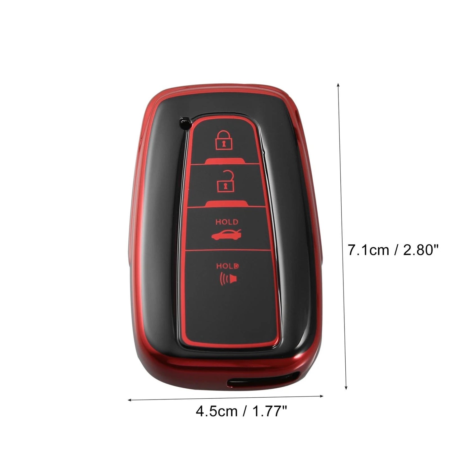 Red 4 Button Remote Key Fob Cover Case for Toyota RAV4 Camry Corolla (2018-2022)