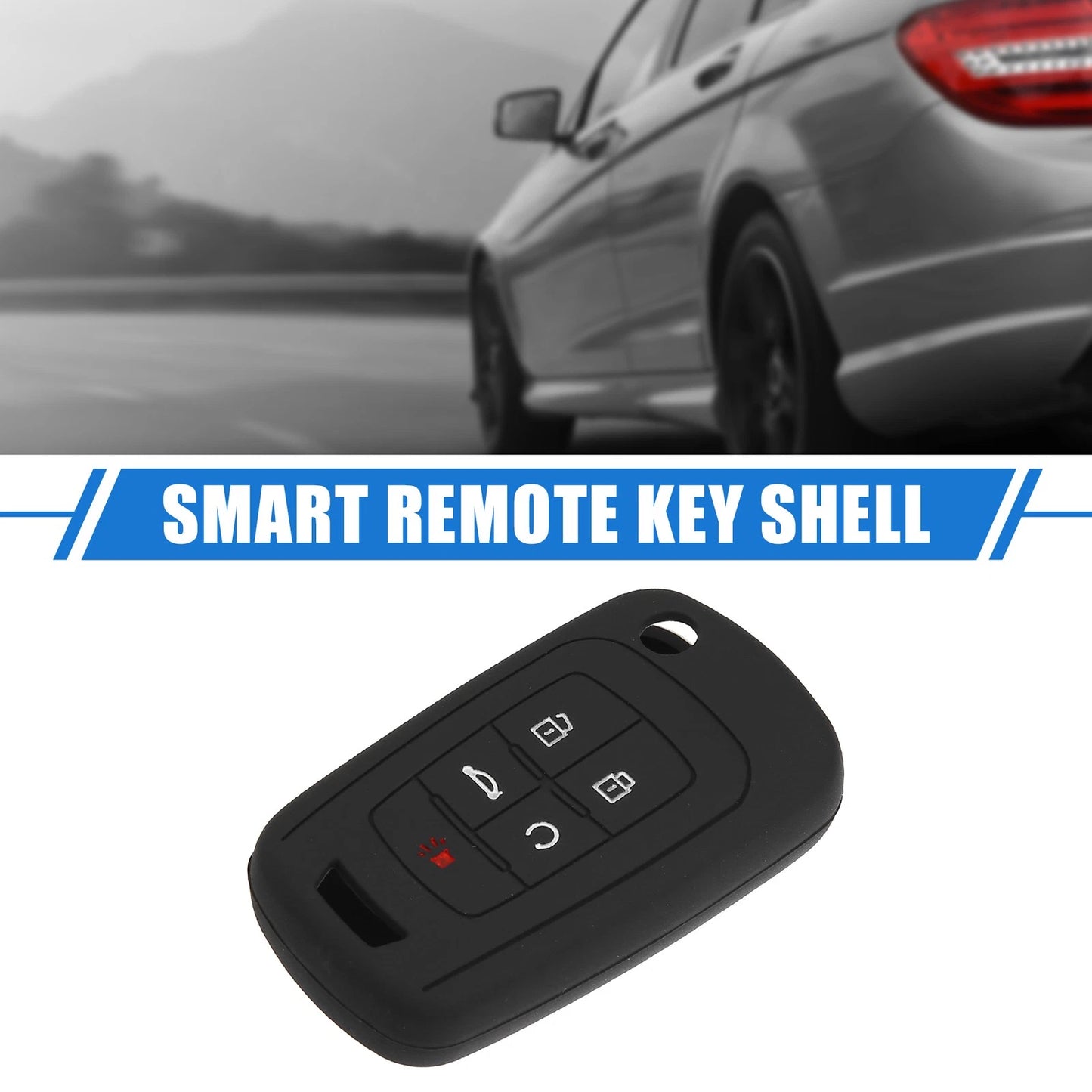 5 Button Remote Key Shell for Chevrolet Camaro (2010-2019) Silicone Black