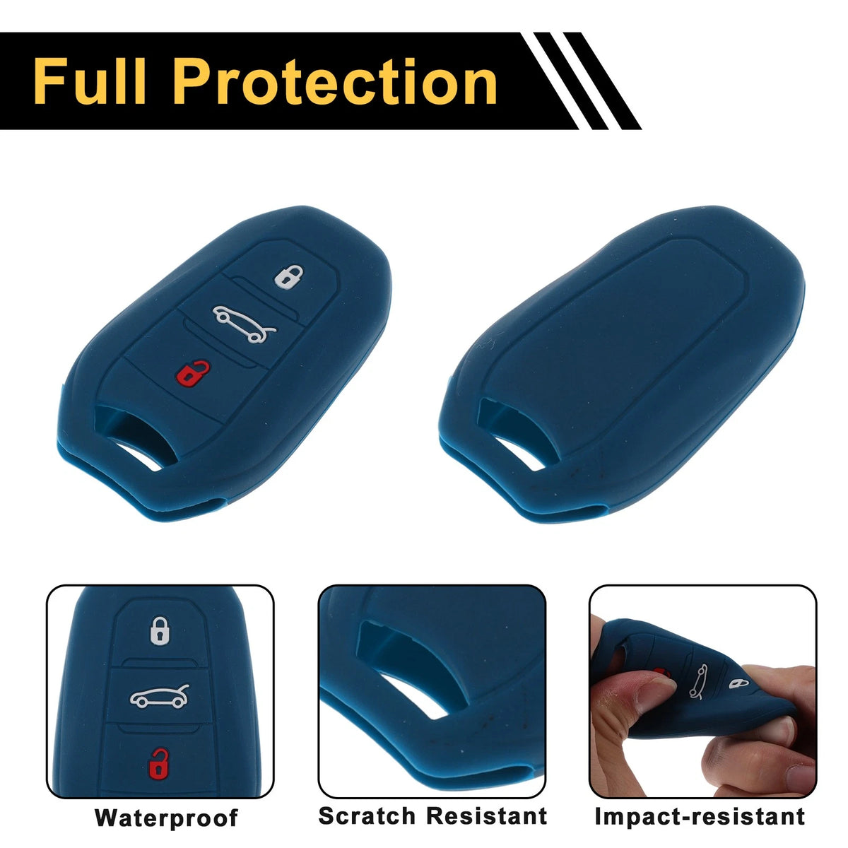 Dark Blue Key Fob Shell Cover for Peugeot 208, e208 (2019-2023)