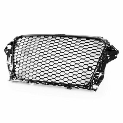 Front Mesh Grille for Audi A3 S3 8V (2013-2020) - Piano Black, Parking Sensor