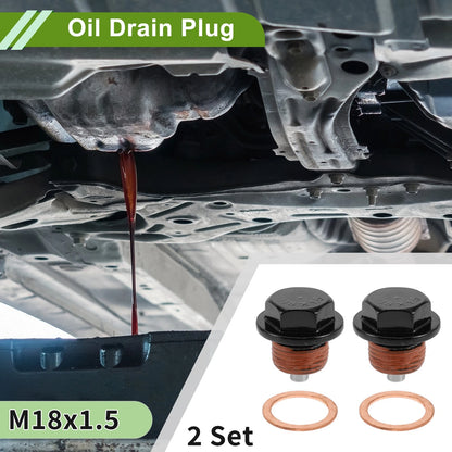 2 x M18x1.5 Copper Oil Drain Plug with Gasket for Car/Motorcycle