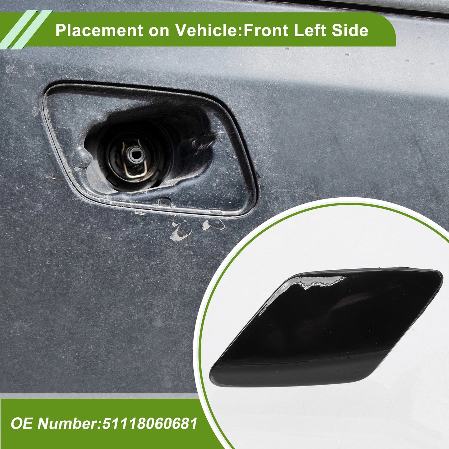 Front Left Washer Nozzle Cover for BMW 428i (2014-2016) Black