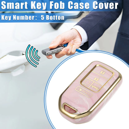 Key Fob Cover 5 Button for Honda Accord CRV Porcelain Soft TPU Pink