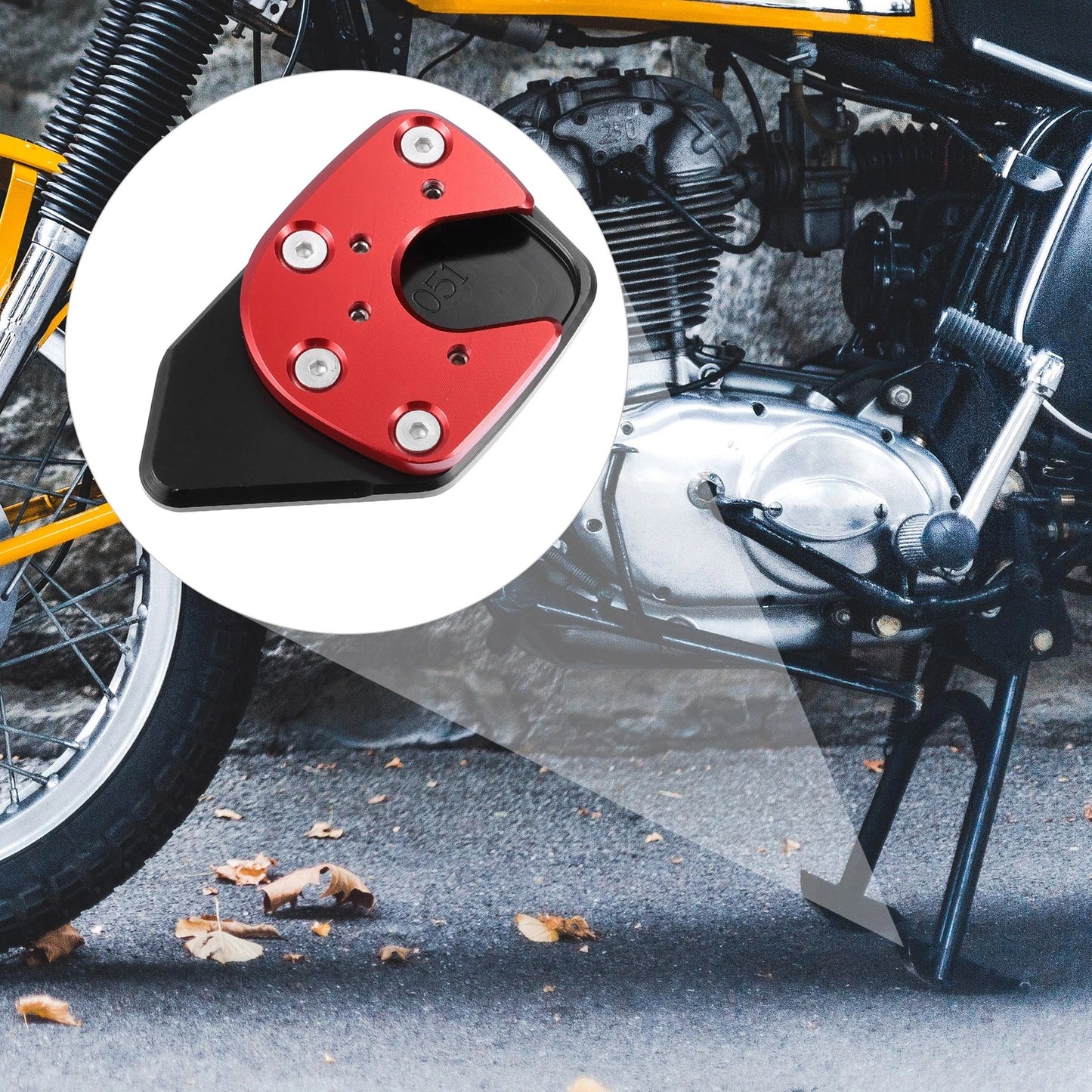 Kickstand Extension Enlarger Pad Side Stand Black Red for Honda