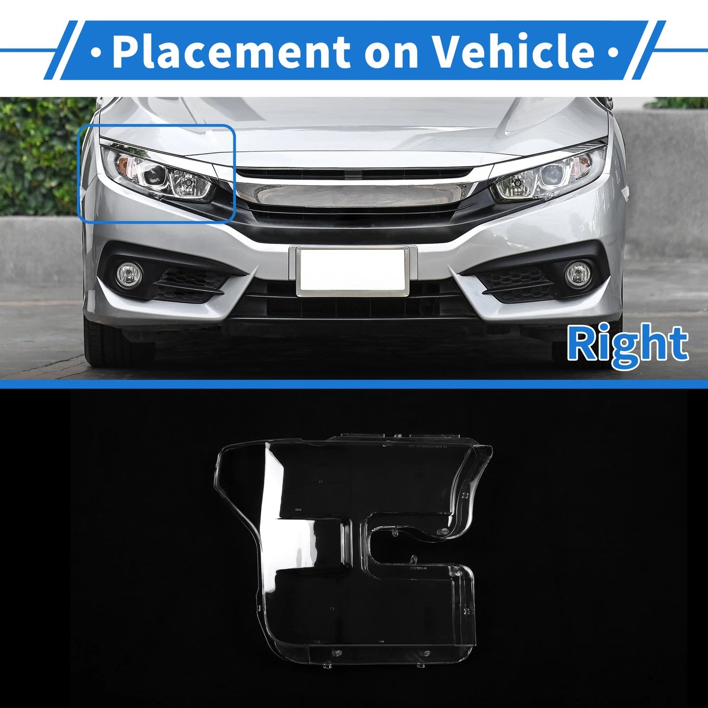Car Front Right Headlight Lens Cover for Ford F-150 (2015-2017)