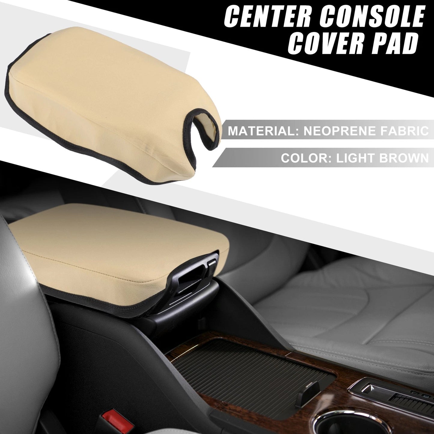 Center Console Armrest Cover for Honda HR-V 2016-2022 - Light Brown