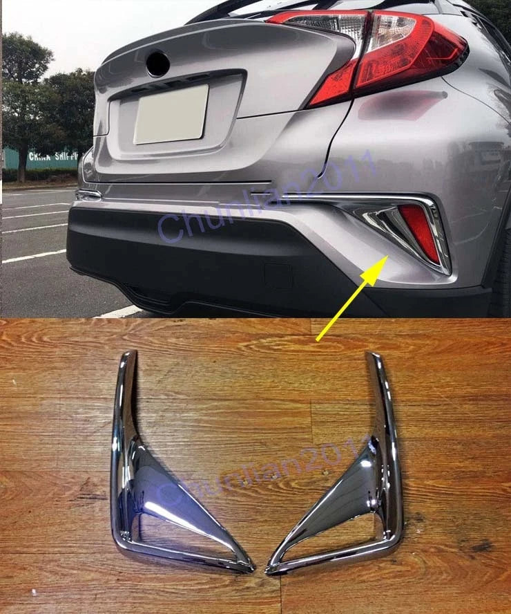 Chrome Rear Fog Light Cover Trim for Toyota C-HR (2017-2023) 2 x ABS