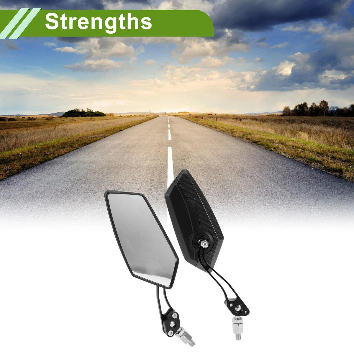 M8/M10 Rear View Mirror Polygonal Shape Black Carbon Fiber for Motorcycle