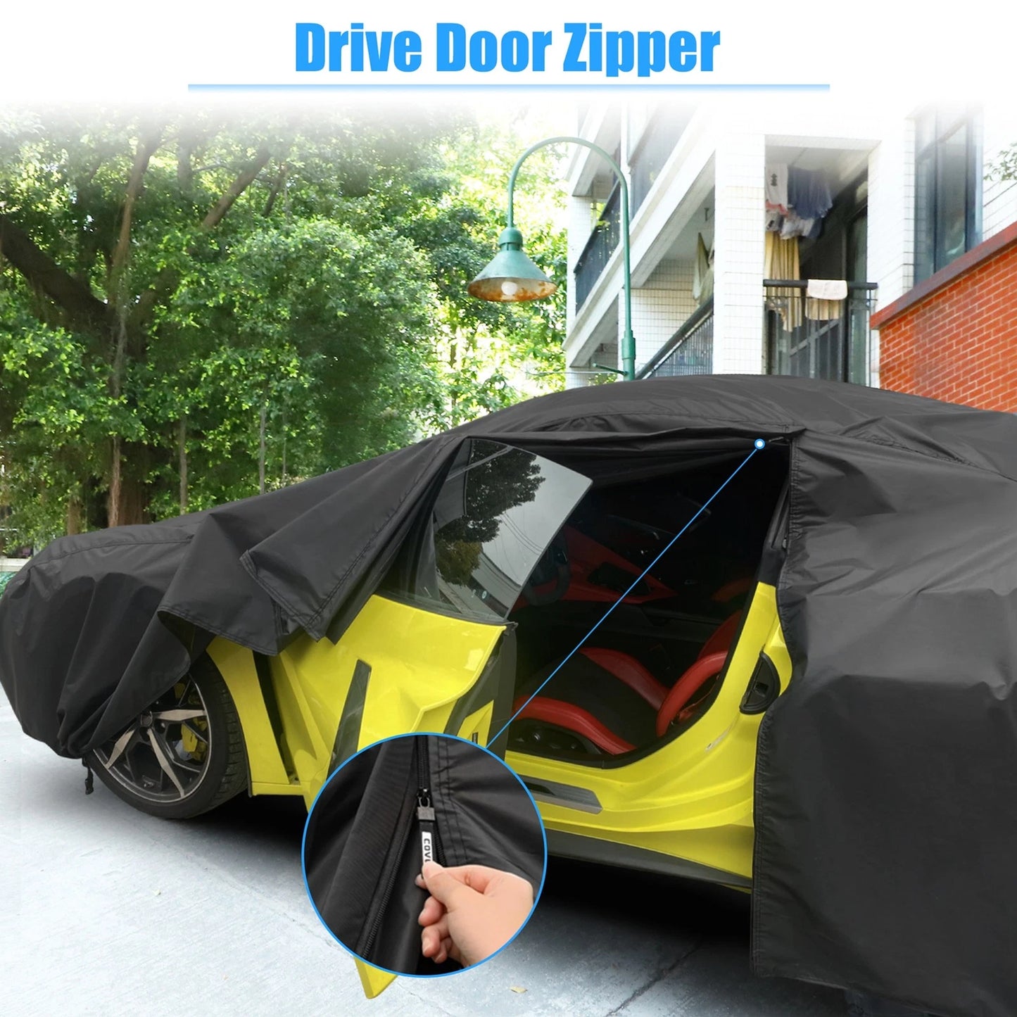 Waterproof Car Cover for Chevrolet Corvette C4 Black with Zipper (1984-1996)