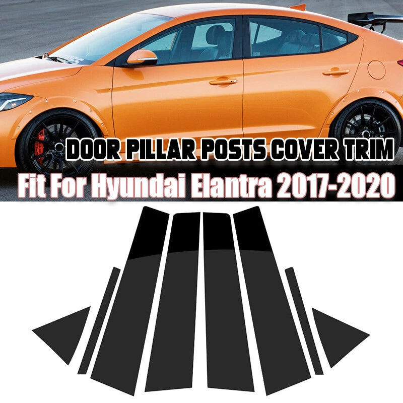 Black Door Trim Window Pillar Posts for 2017-2020 Hyundai Elantra (2017-2020)