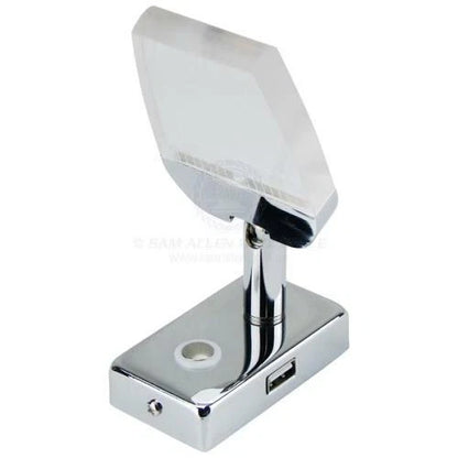 Caravan Boat Blade Reading Light LED with USB Outlet, Chrome