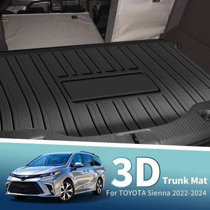 Flat Face Cargo Liner Rear Trunk Mat 1 Pc for Toyota Sienna (2022–2024)