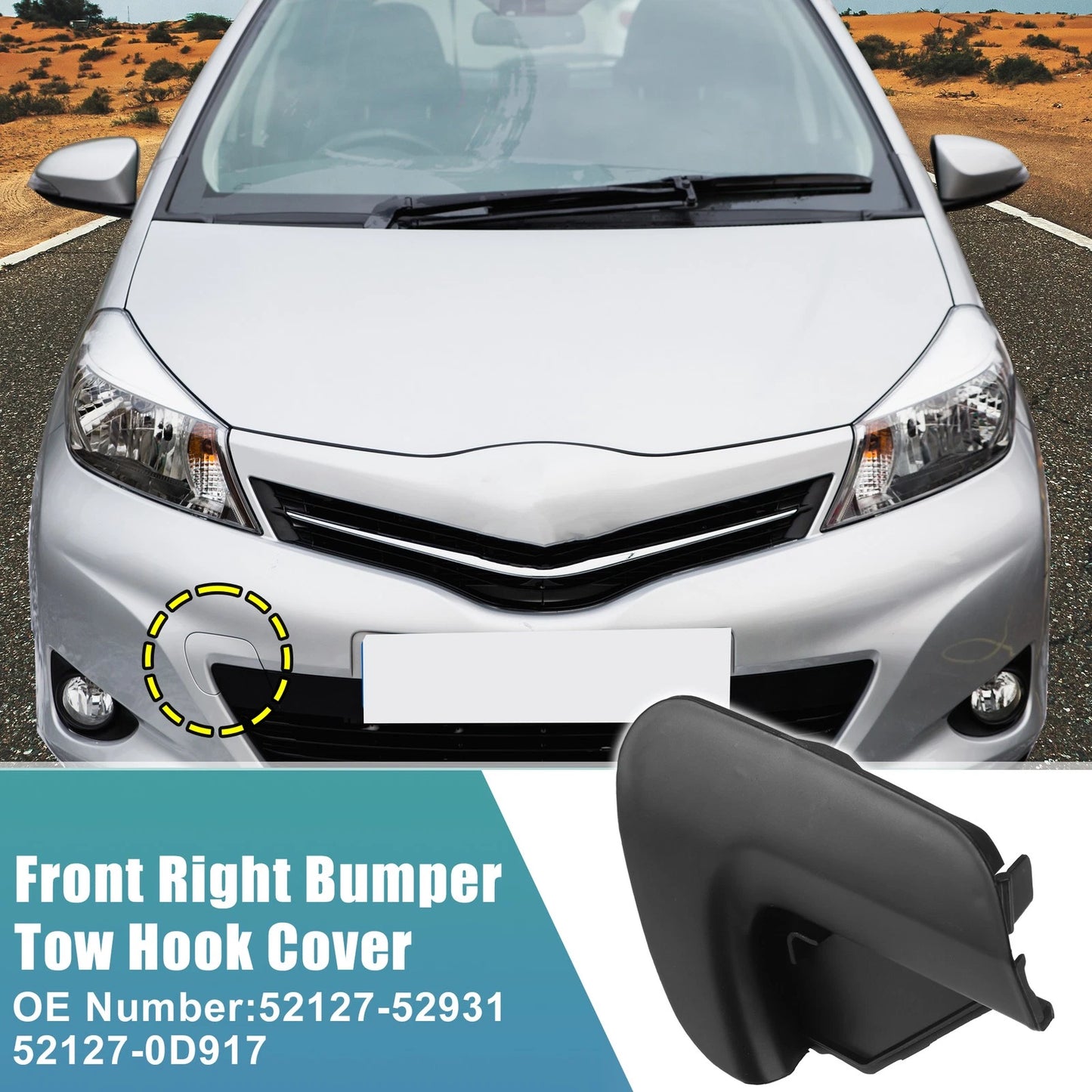 Car Front Right Bumper Tow Hook Cover for Toyota Yaris