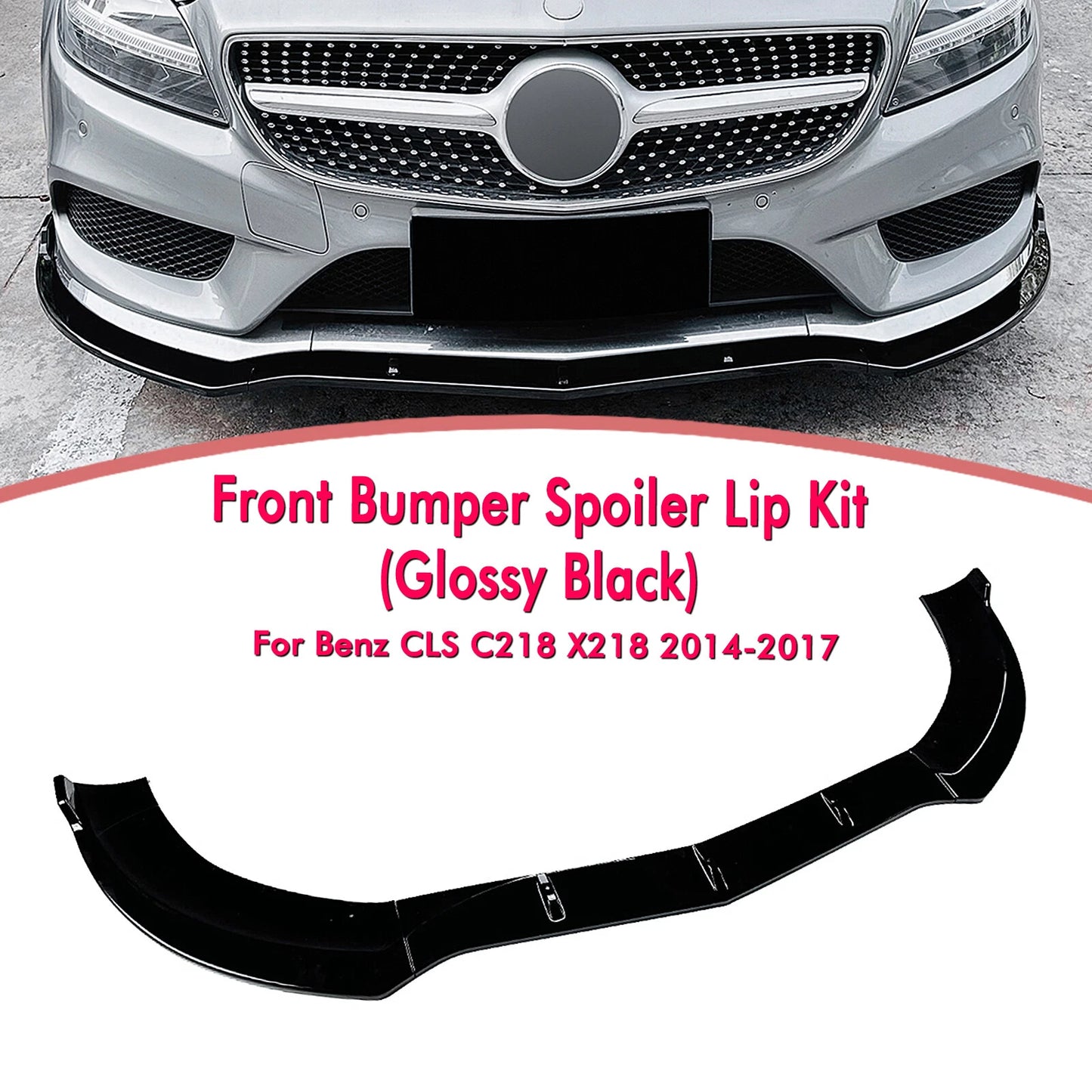 Gloss Black Front Spoiler Lip Splitter for Benz CLS550 CLS63 (2014-2017)