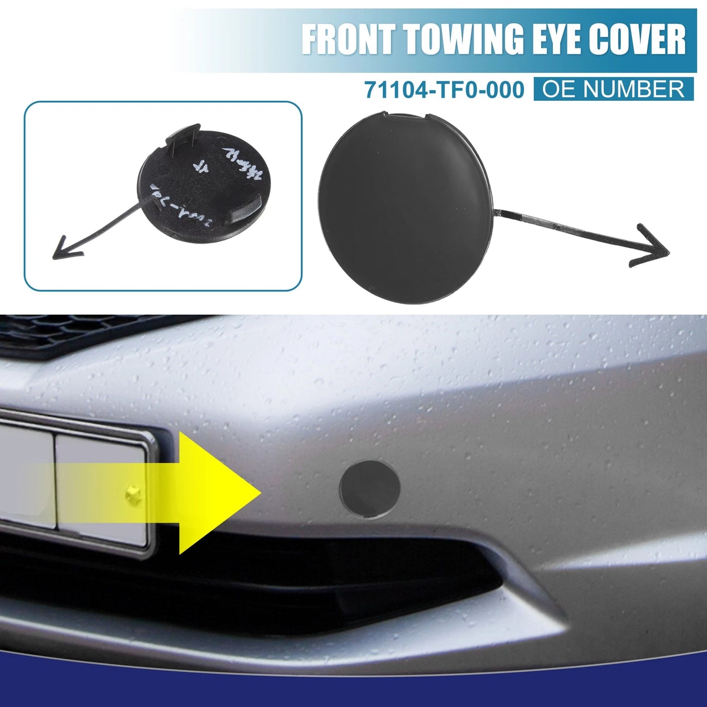 Matte Black Front Bumper Tow Hook Cover for Honda Fit (2008-2010)
