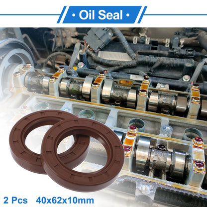 Oil Seal 40x62x10mm Seal Ring Rotary Shaft Seal FKM Rubber Brown 2 x