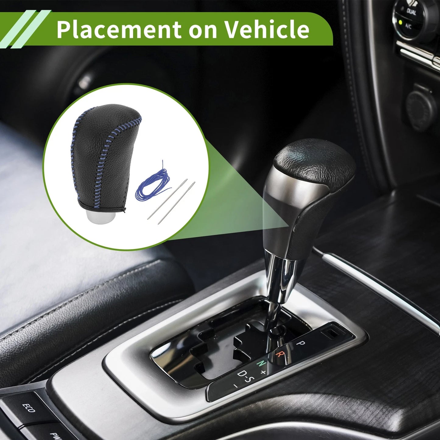 1 Pc Gear Shift Knob Cover Pebbled Black Blue for Toyota Corolla (2009–2013)