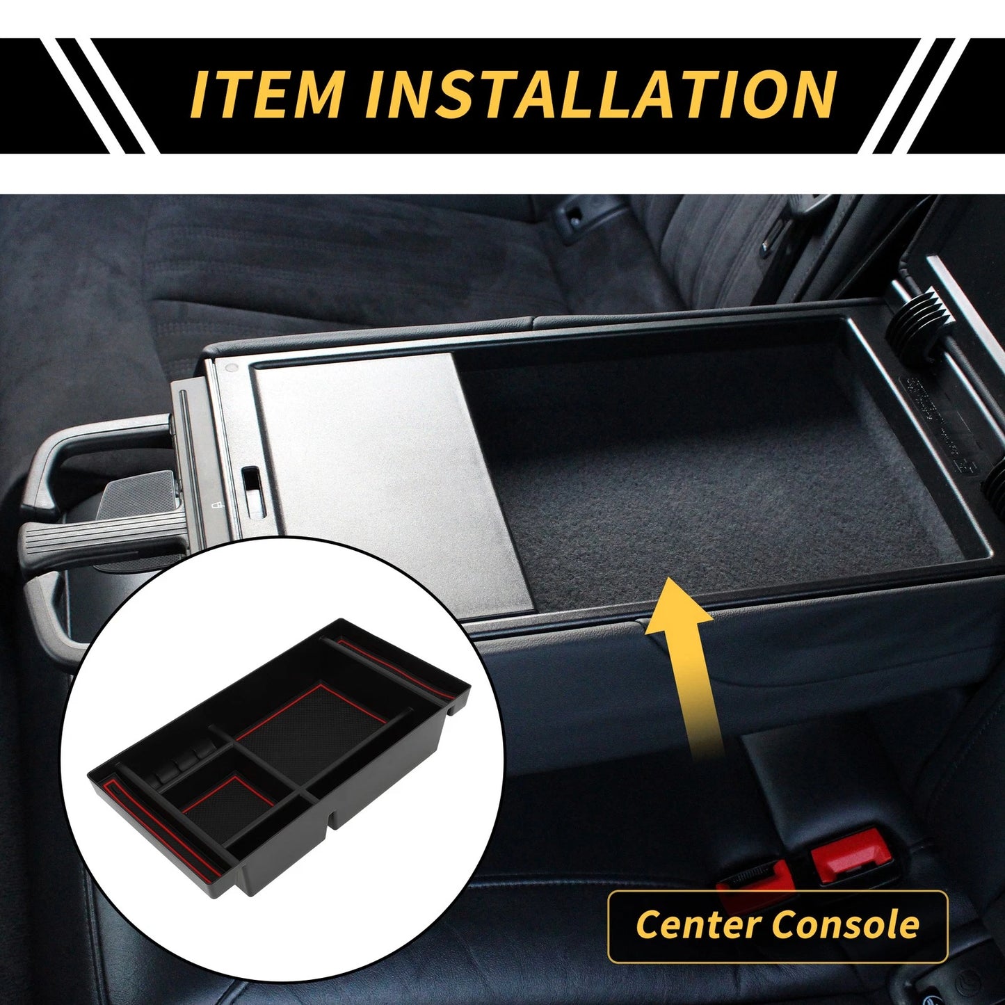 Full Console Bucket Seats Organizer Tray for Chevy Silverado GMC Black Red