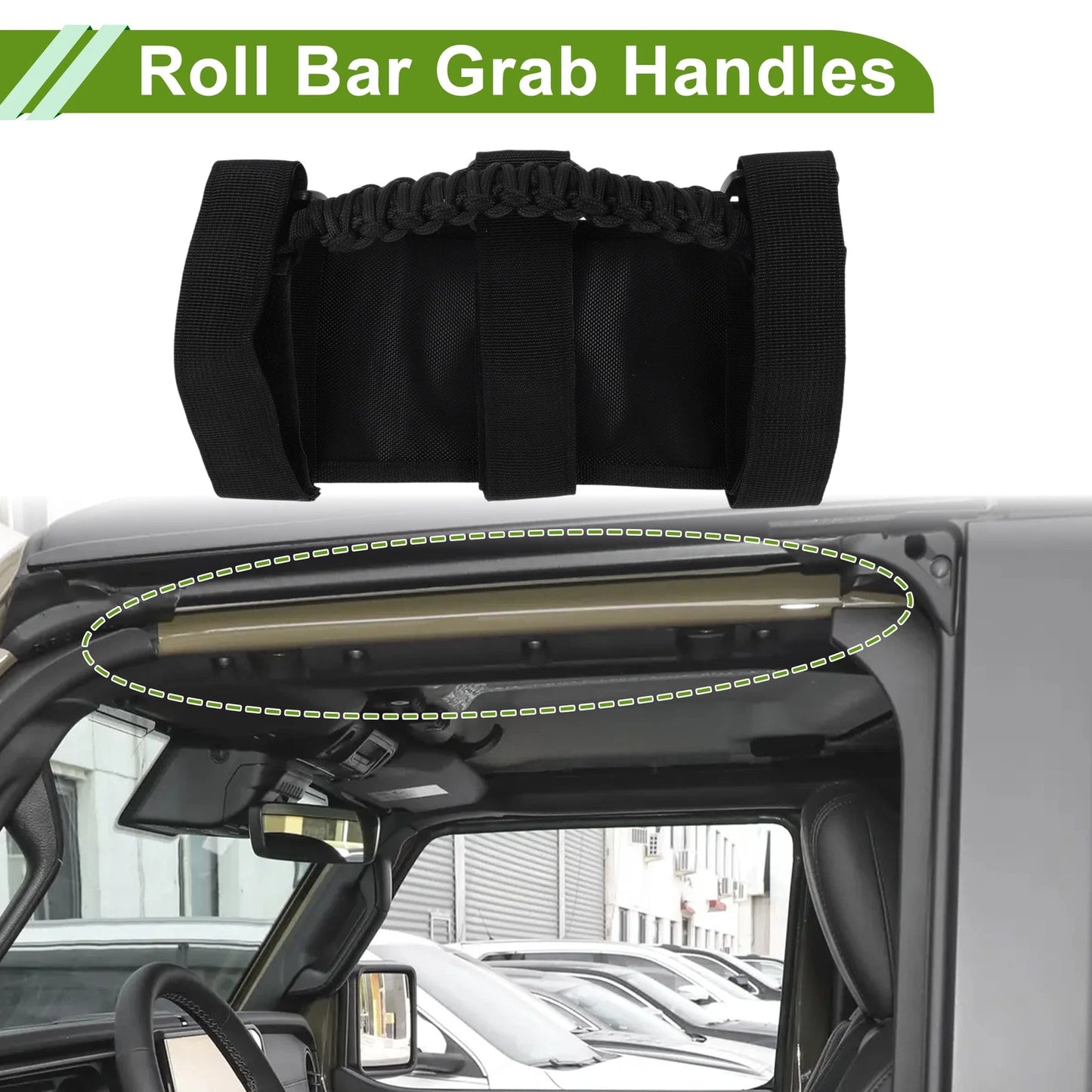 Roll Bar Grab Handles for Jeep Wrangler (1955-2023) Black