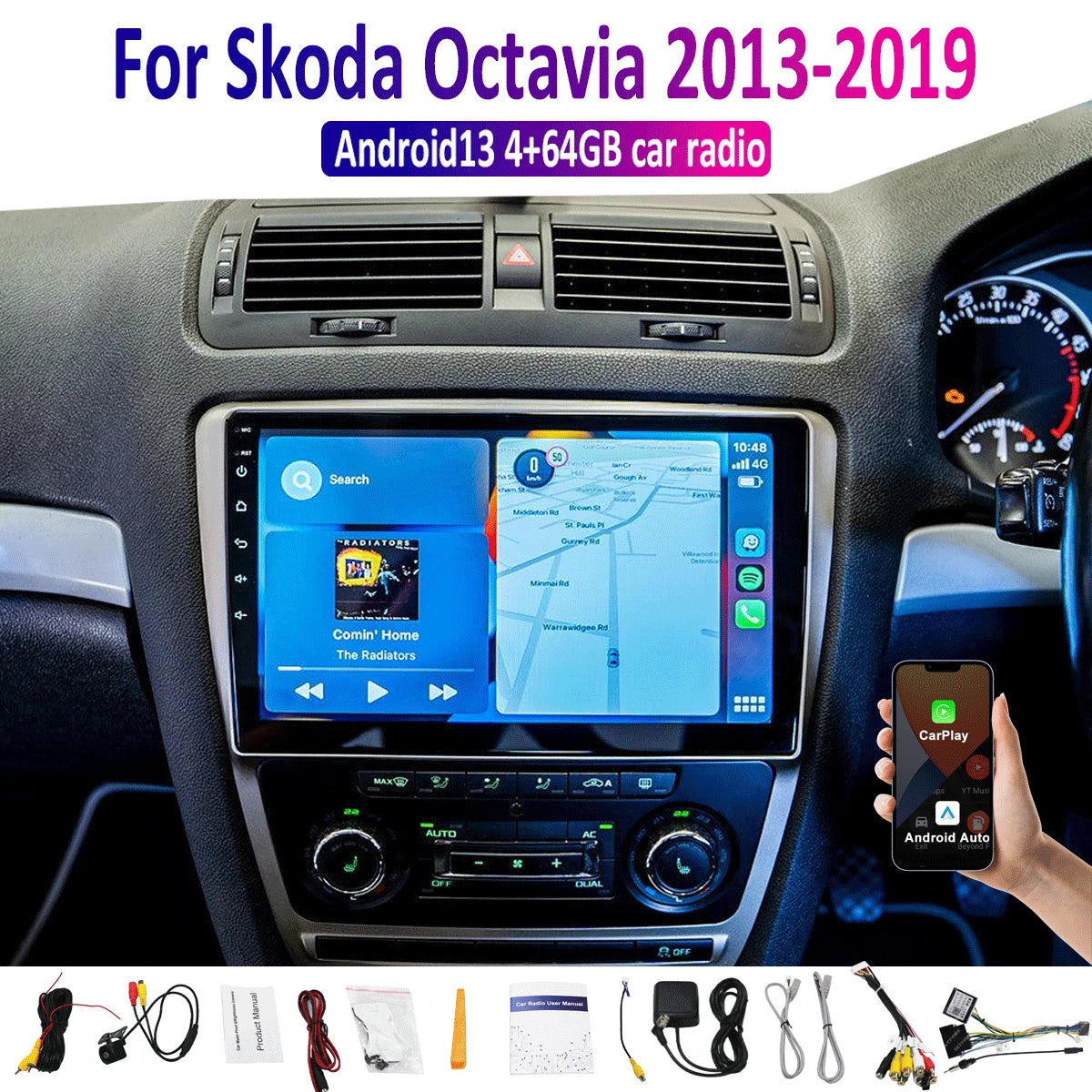 10" Wireless CarPlay Android Auto Head Unit for Skoda Octavia (2013-2019)