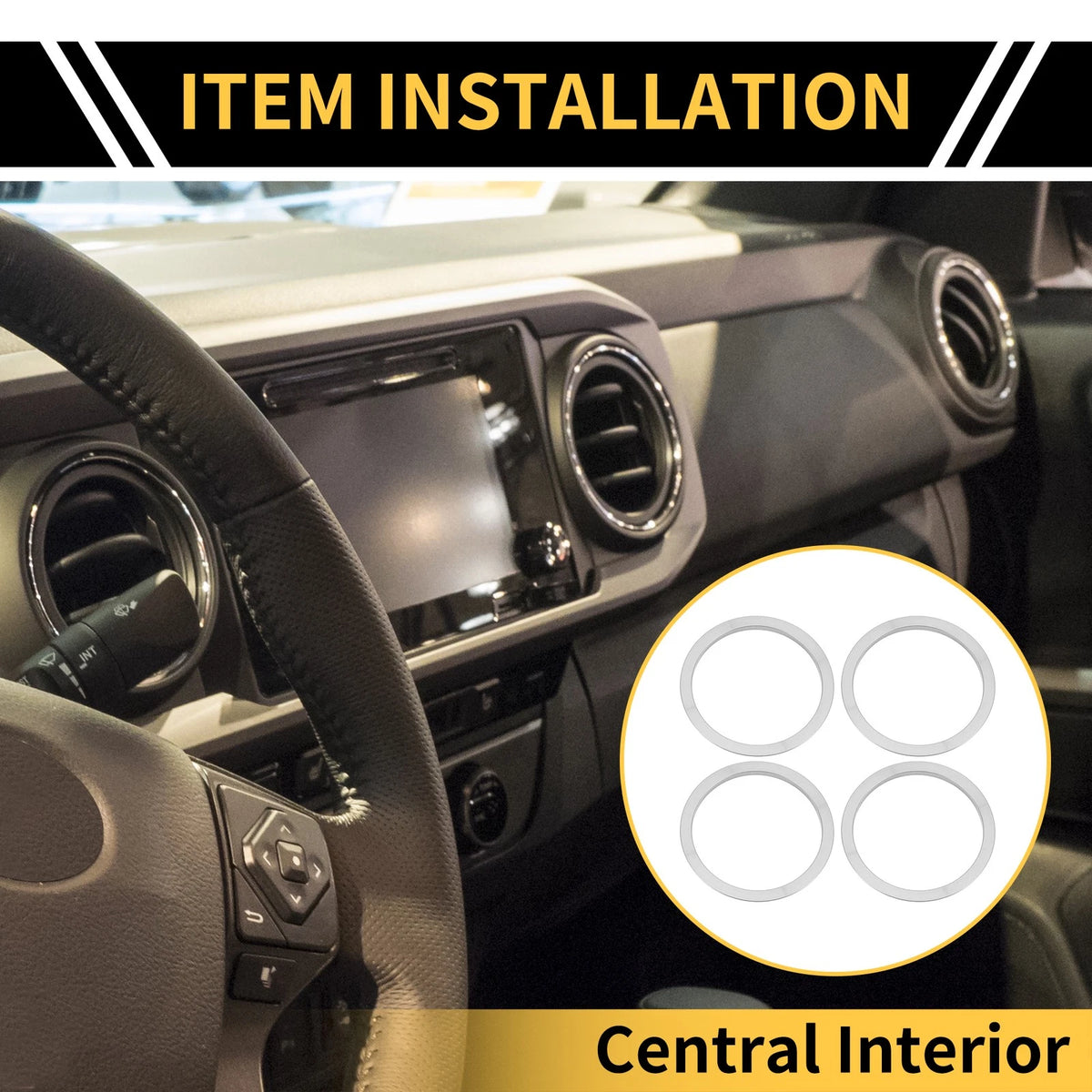 AC Vent Dashboard Decoration Rings 1 x Set for Toyota Tacoma (2016-2023)