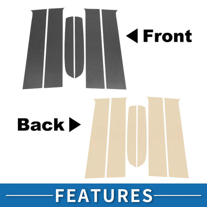 6 Pcs Door Pillar Window Trim for Ford Ranger Carbon Fiber Black
