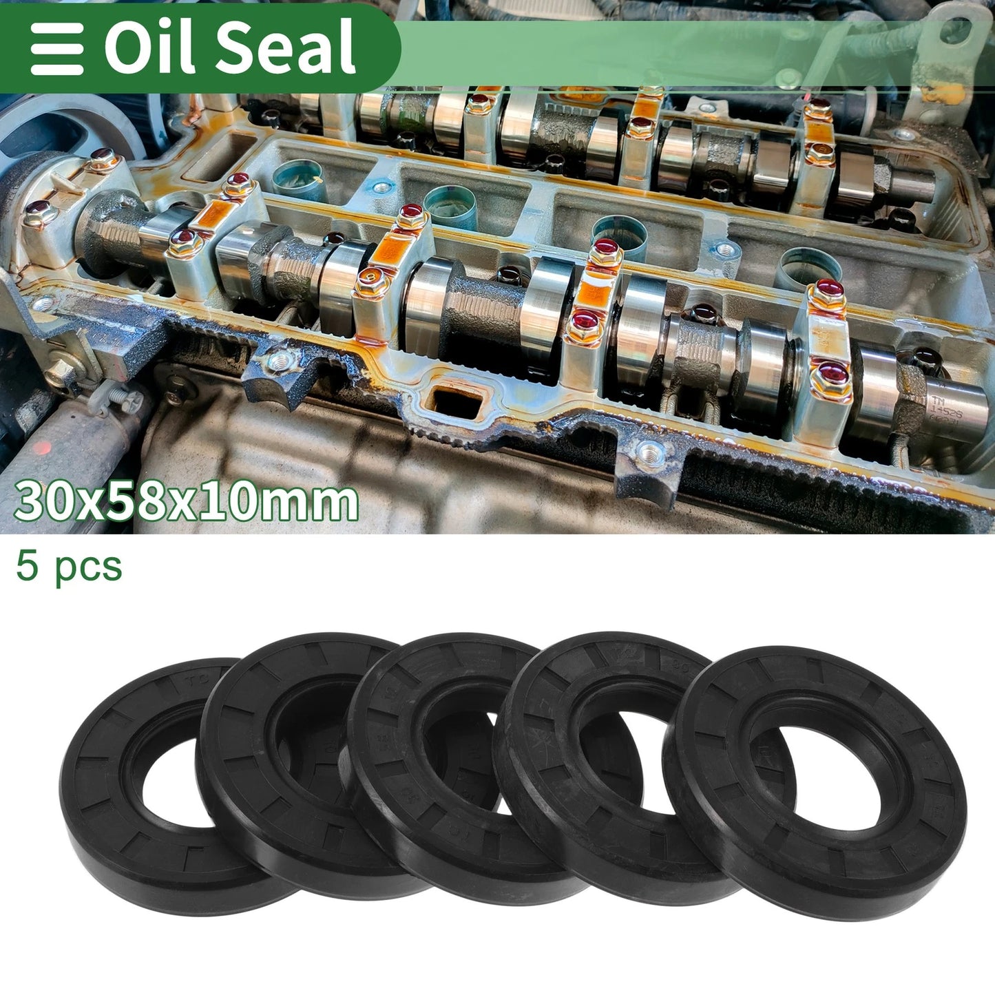 Oil Seal 30x58x10mm Black 5 Pcs NBR Rubber