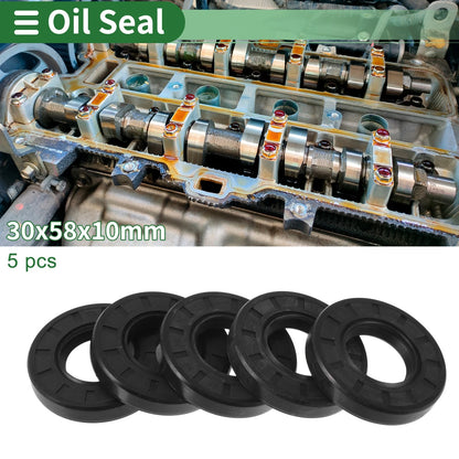 Oil Seal 30x58x10mm Black 5 Pcs NBR Rubber