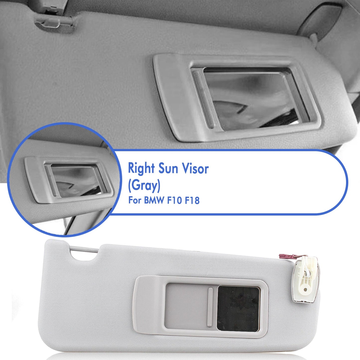 1x Front Right Sunvisor Shade for BMW 5 Series F10 F18 (2011-2016) Gray