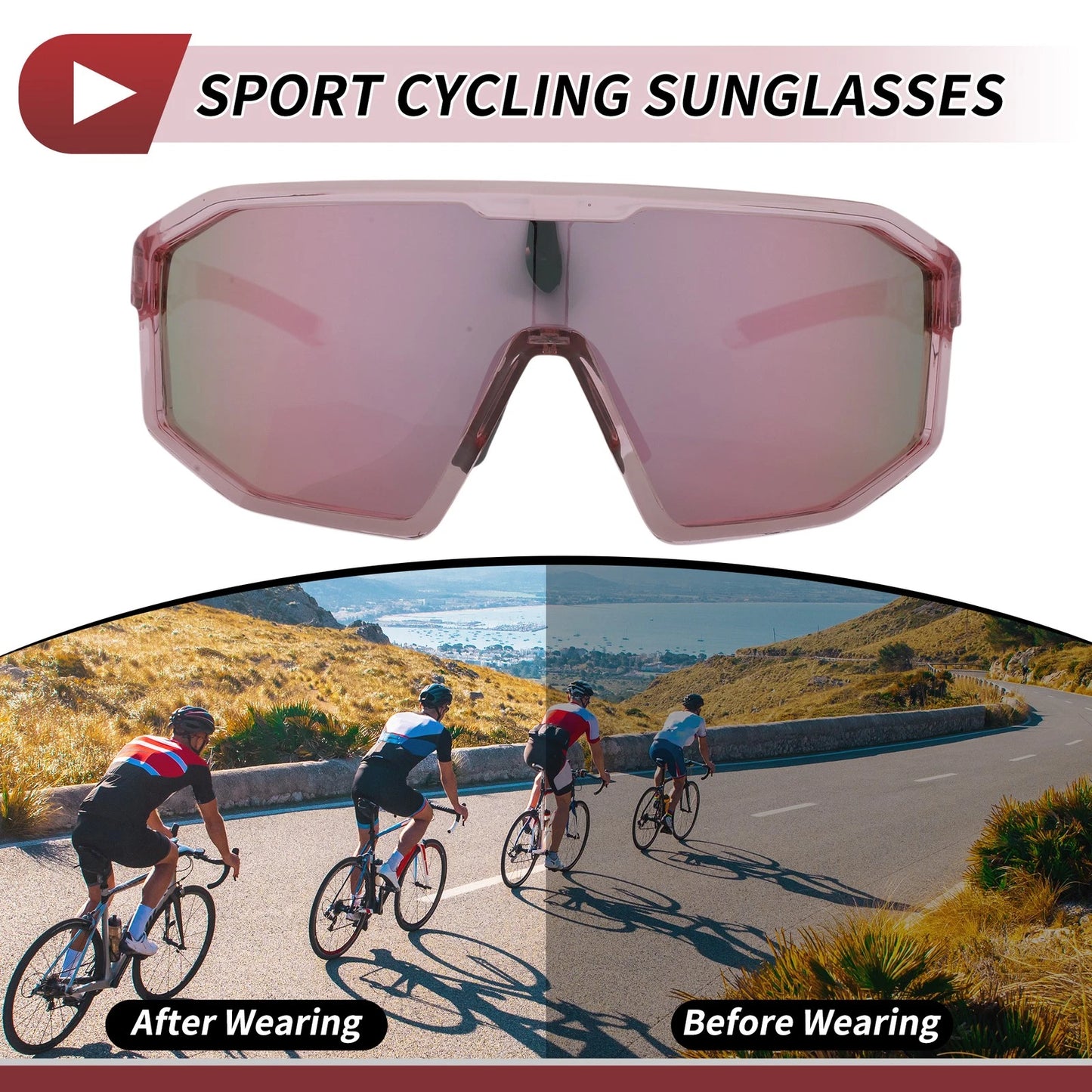 1 x Goggles for Motorcycle Pink Transparent Pink Tri-Acetyl Cellulos PC