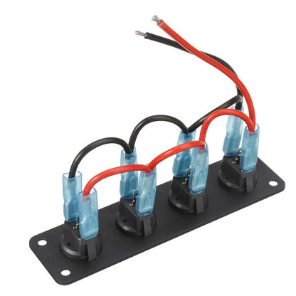4 Gang Blue LED 12V Toggle Rocker Switch Panel for Car Boat Marine RV Truck