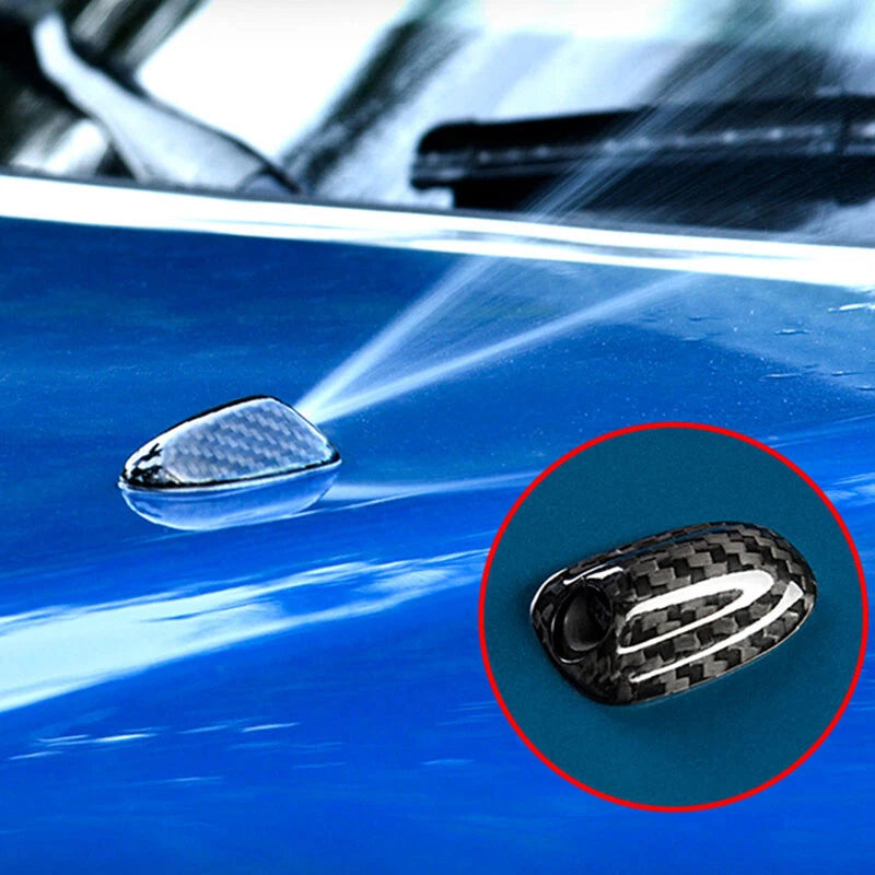 Real Carbon Fiber Windshield Water Spray Nozzle Cover Trim for Mini Cooper S One