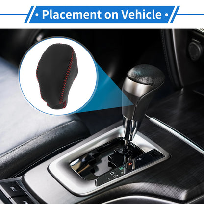 1 Pc Gear Shift Knob Cover for Toyota RAV4 Black Red Faux Leather (2019–2024)