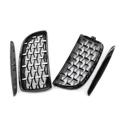 Front Black Frame & Chrome Grille Diamond Meteor Style for BMW E90 (2005-2008)