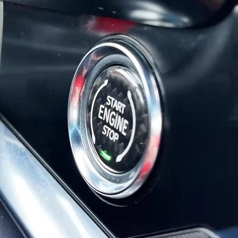 Carbon Fiber Black Engine Start Stop Push Button Trim for Corvette C8 (2020-2022)
