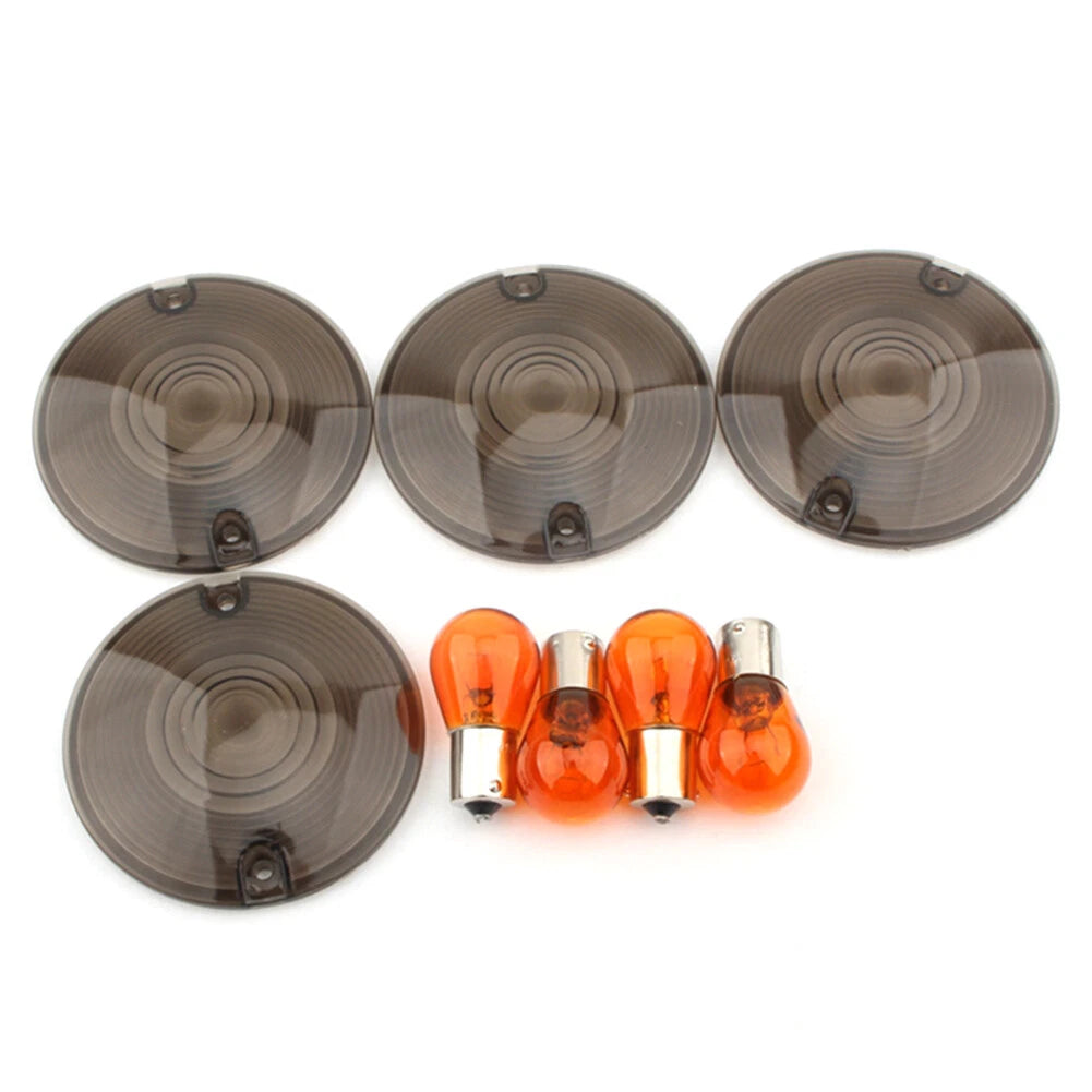 Smoked Turn Signal Light Cover Lens for Harley Davidson Classic FLHTC