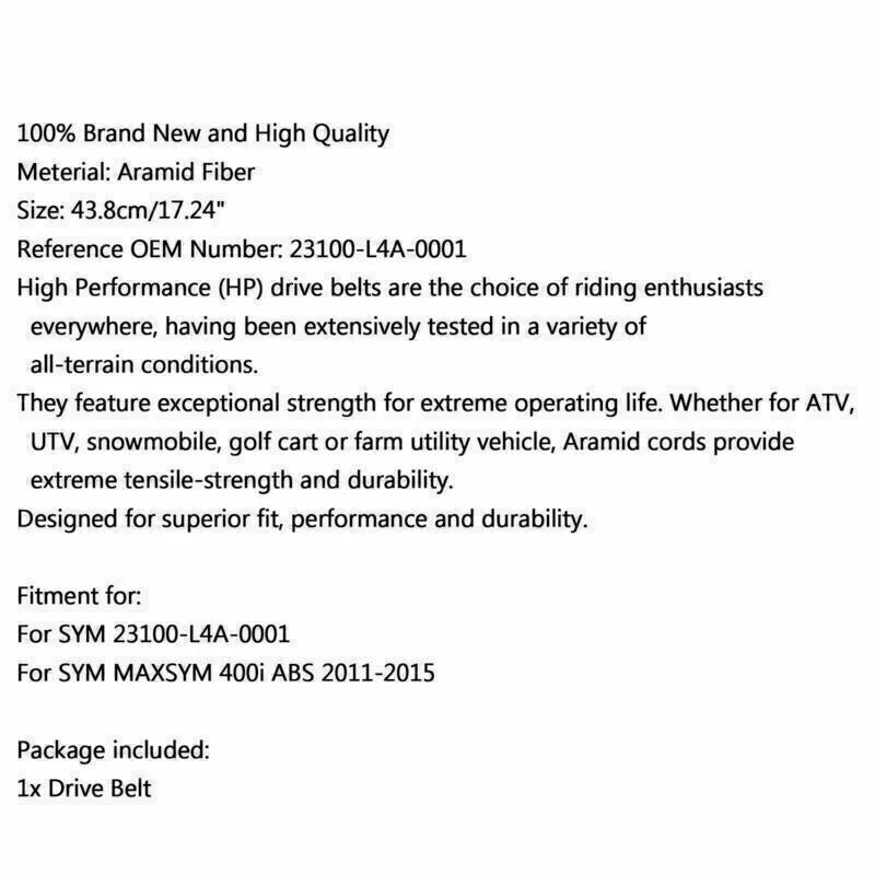 V-Belt Drive Belt for SYM Maxsym ABS 400 (2011-2022)